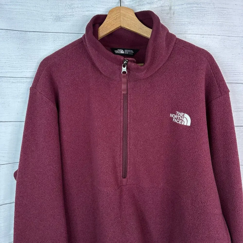 The North Face XL Maroon Fleece 1/4 Zip Pullover Jacket Outdoor Hiking Rugged